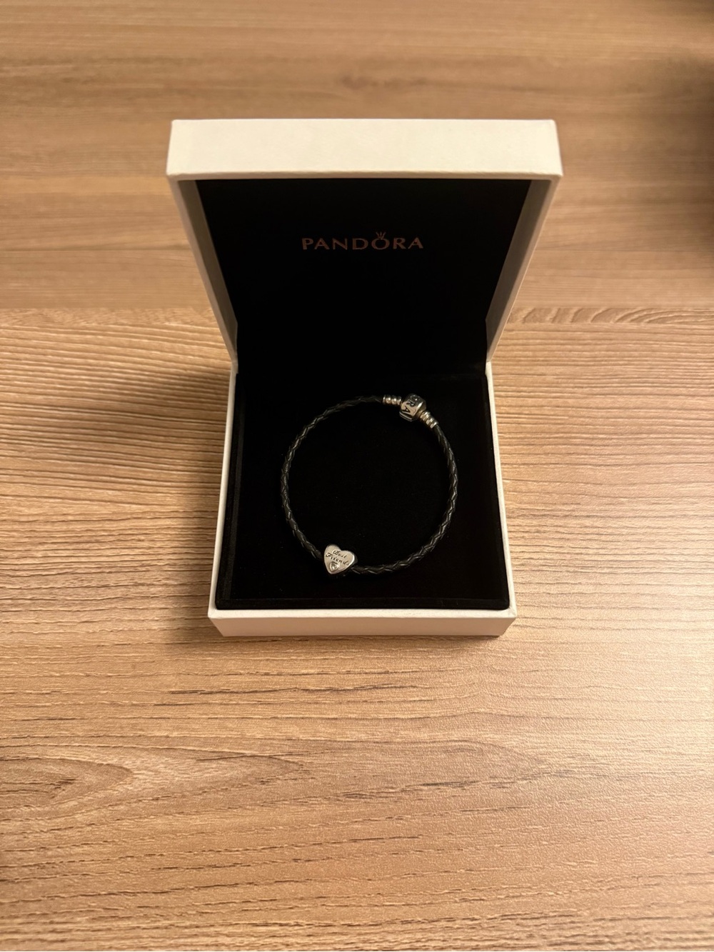 Pandora Black Heart Cable Bracelet with Silver Charm